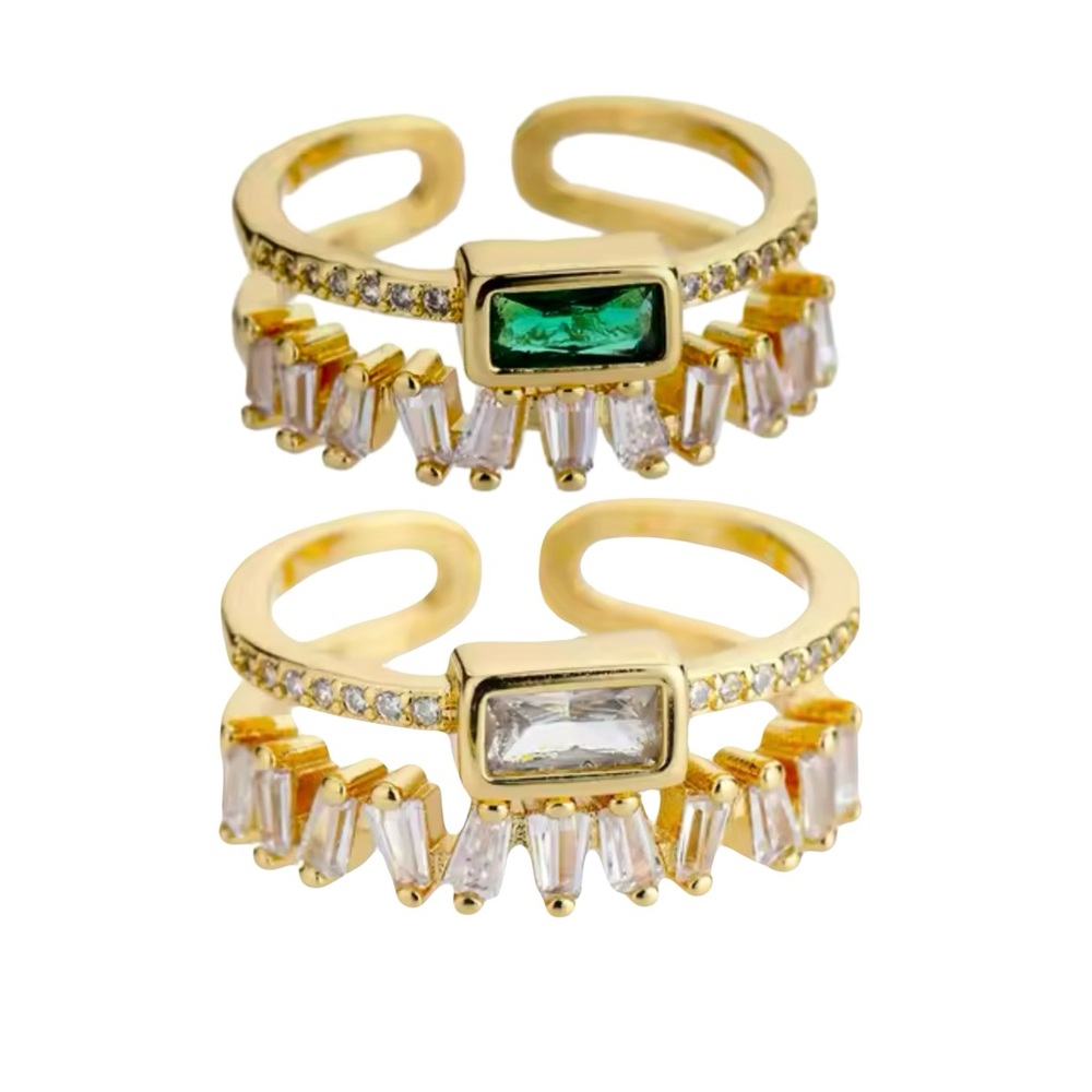 CZ Stacked Adjustable Ring Stainless Steel